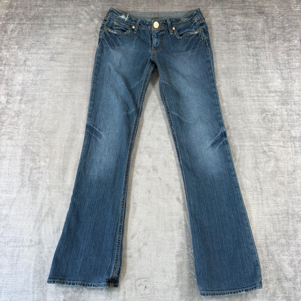 Marciano Jeans Womens 28 Blue Bootcut Rhinestone Cross Low Rise Y2K McBling